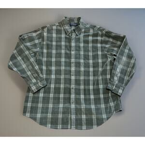 Roundtree Y2K Casual Green Pocket Corduroy Button Down Shirt Men's XL